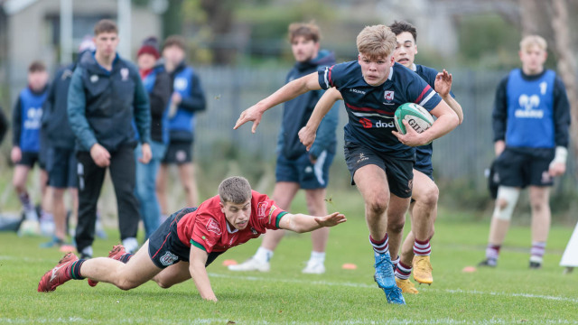 Action from the Schools Cup match between Larne Grammar and Coleraine Grammar on Wednesday 3 December 2025. Photo: John McMurtry. © FRU SPORTS 2025.
