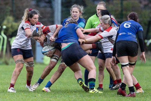 Action from the match between Malone and Queens University on Sunday 7 December 2025. Photo: Bob Given. © FRU SPORTS 2025.