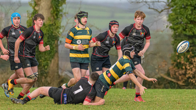 Action from the Medallion Shield match between Banbridge Academy and Down High on Saturday 13 December 2025. Photo: Cyril Boyd. © FRU SPORTS 2025.