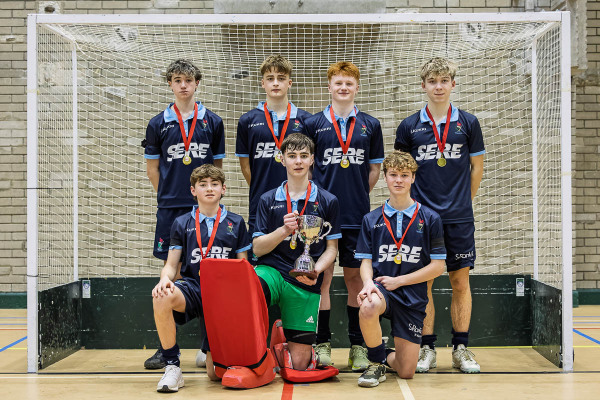 Action from the Boys U15 Indoor Championship match between Cookstown and Lisnagarvey on Sunday 14 December 2025. Photo: John McMurtry. © FRU SPORTS 2025.