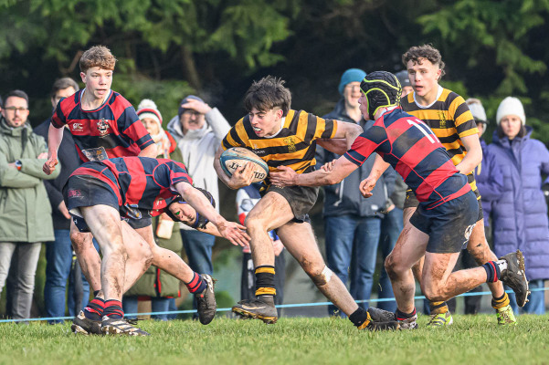 Action from the Medallion Shield match between Ballymena Academy and Royal Belfast Academical Institution on Saturday 17 January 2026. Photo: Cyril Boyd. © FRU SPORTS 2026.