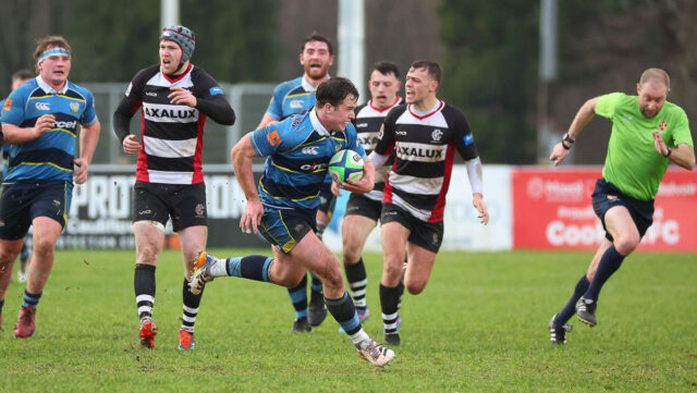 Action from the Towns Cup match between Cooke and Dromore on Saturday 17 January 2026. © FRU SPORTS 2026.