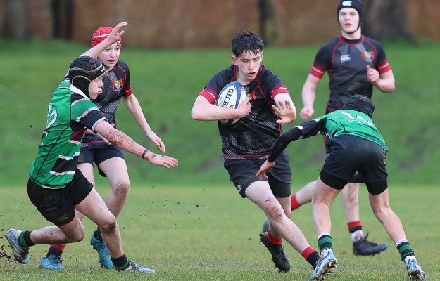 Action from the Medallion Shield match between Sullivan Upper and Banbridge Academy on Saturday 17 January 2025. © FRU SPORTS 2025.