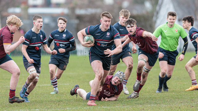 Action from the Schools Bowl match between Larne Grammar and Foyle College on Saturday 24 January 2026. Photo: John McMurtry. © FRU SPORTS 2026.