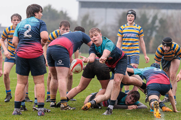 Action from the Schools Trophy match between Belfast High and Bangor Academy on Saturday 7 February 2026. Photo: John McMurtry. © FRU SPORTS 2026.
