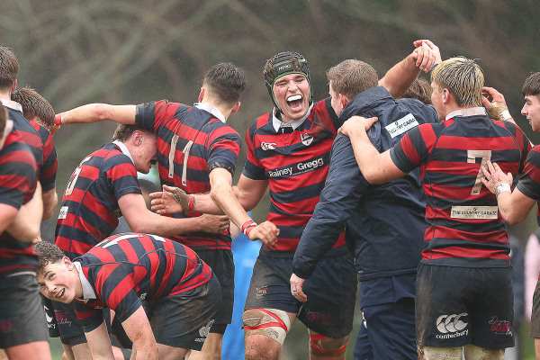 Action from the Schools Cup match between Sullivan Upper and Ballymena Academy on Saturday 7 February 2026. © FRU SPORTS 2026.