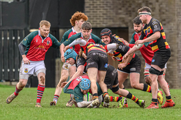 Action from the McCrea Cup match between Lurgan and Larne on Saturday 14 February 2026. Photo: Cyril Boyd. © FRU SPORTS 2026.