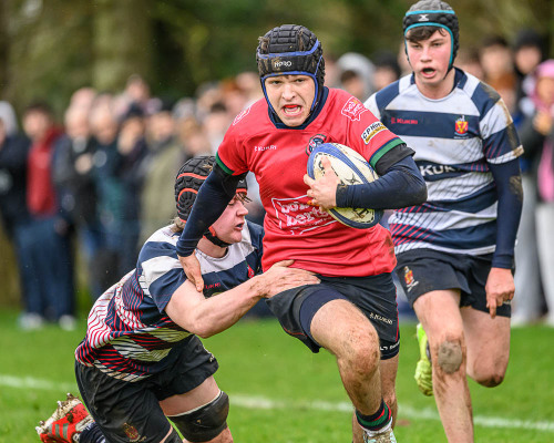 Action from the Medallion Shield match between Coleraine Grammar and Wallace High on Saturday 21 February 2026. Photo: Cyril Boyd. © FRU SPORTS 2026.