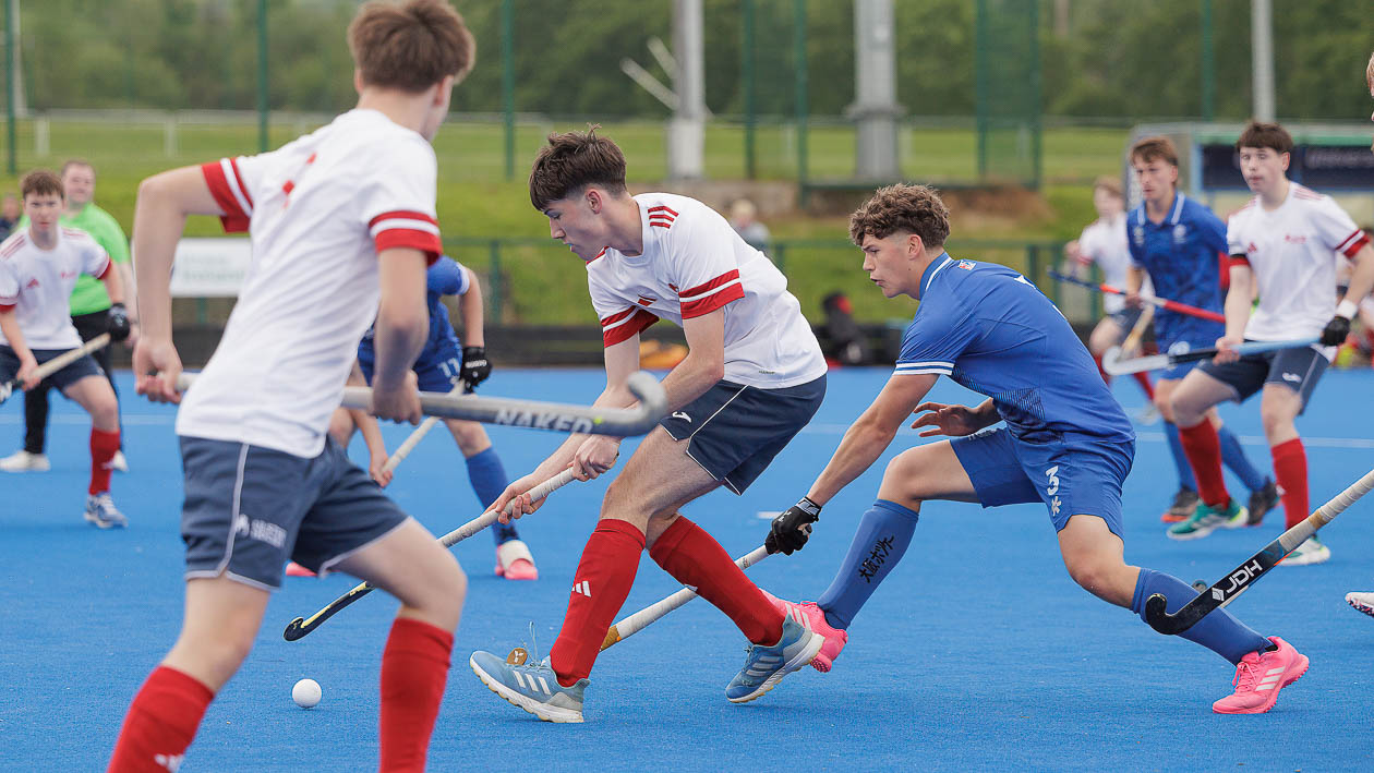 Action from Match 3 in the U18 Boys Representative Series between Ulster and Scotland at Jordanstown Sports Village on Sunday 7th June 2026