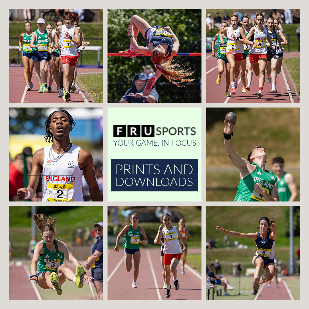 Call to action for the Front Row Union Prints and Downloads site, showing images of various athletes in action.